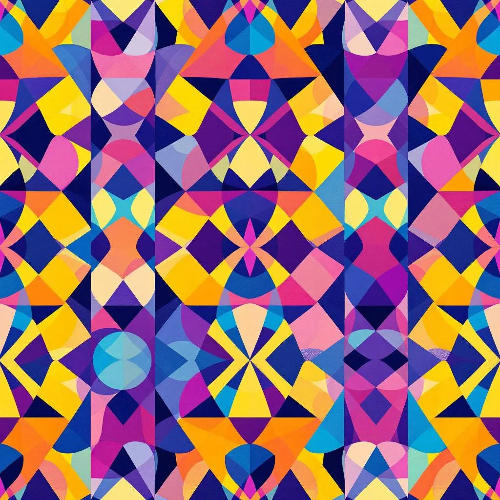 Bold abstract geometric patterns in vibrant blues and purples, modern minimalist style
